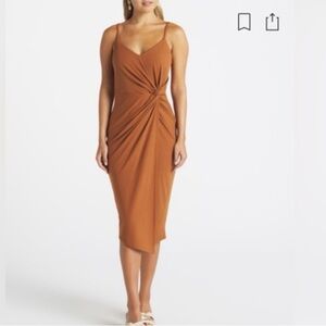 Large Elegant Brown Midi Dress